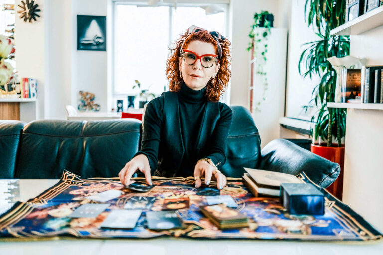 Marina, Certified Psychic Medium and Intuitive Coach based in NYC, offering tarot, coaching, and spiritual training sessions.